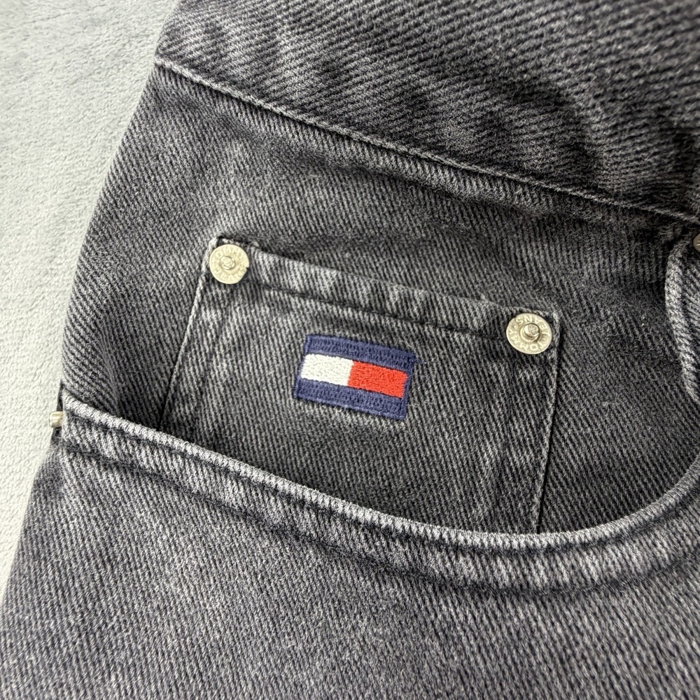 Tommy Hilfiger Jeans Mens 12 Gray Vintage Straight Leg Denim 90s Style USA Flag - Picture 10 of 10